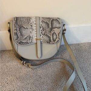 Nordstrom Gray Snake Print Leather Crossbody Bag